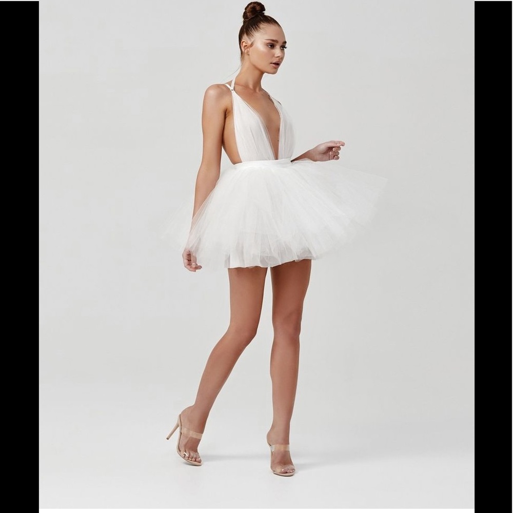 LEXI Nia white Backless Tutu Ballerina Tulle mini dress sz6